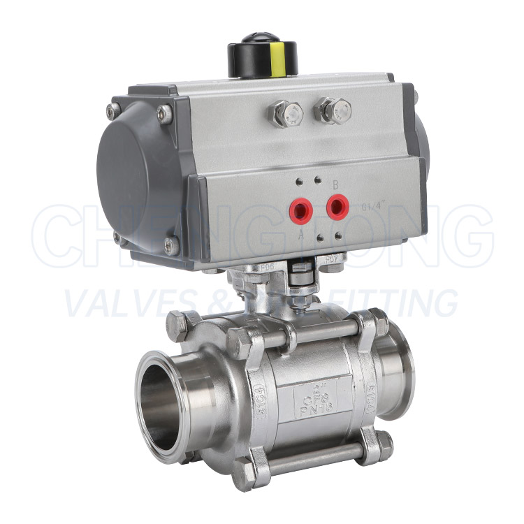 气动全包三片式快装球阀